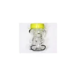 Nallenmuotoinen 280 ml lasipurkki hunajalle, mukana kansi ja keltainen koristehattu